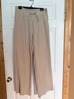 Classic Editions Taupe Wide-Leg Drawstring Pants